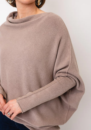 D.E.C.K By Decollage One Size Asymmetric Jumper, Taupe