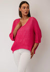D.e.c.k by Decollage One Size Cropped Sleeve Jumper, Pink
