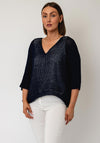 D.e.c.k by Decollage One Size Cropped Sleeve Jumper, Navy