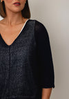 D.e.c.k by Decollage One Size Cropped Sleeve Jumper, Navy