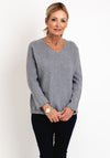 D.E.C.K by Decollage One Size V-Neck Sweater, Grey