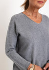 D.E.C.K by Decollage One Size V-Neck Sweater, Grey