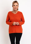 D.E.C.K by Decollage One Size V-Neck Sweater, Orange