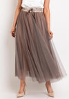 D.E.C.K By Decollage Tulle Midi Skirt, Taupe