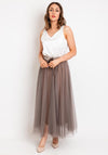 D.E.C.K By Decollage Tulle Midi Skirt, Taupe