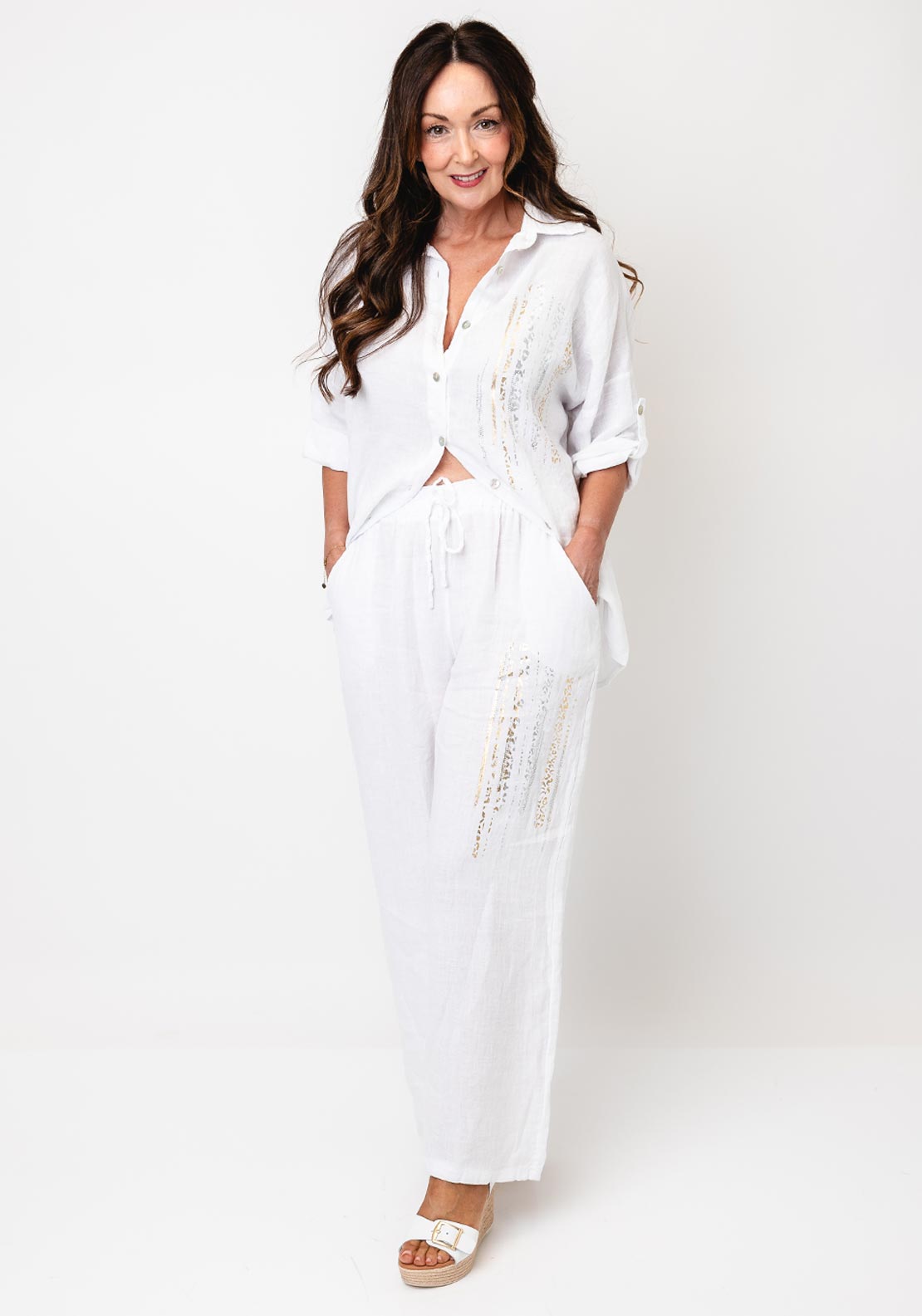 d.e.c.k by Decollage One Sized Linen Shirt, White
