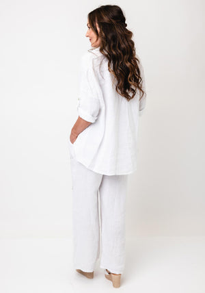 d.e.c.k by Decollage One Sized Linen Shirt, White