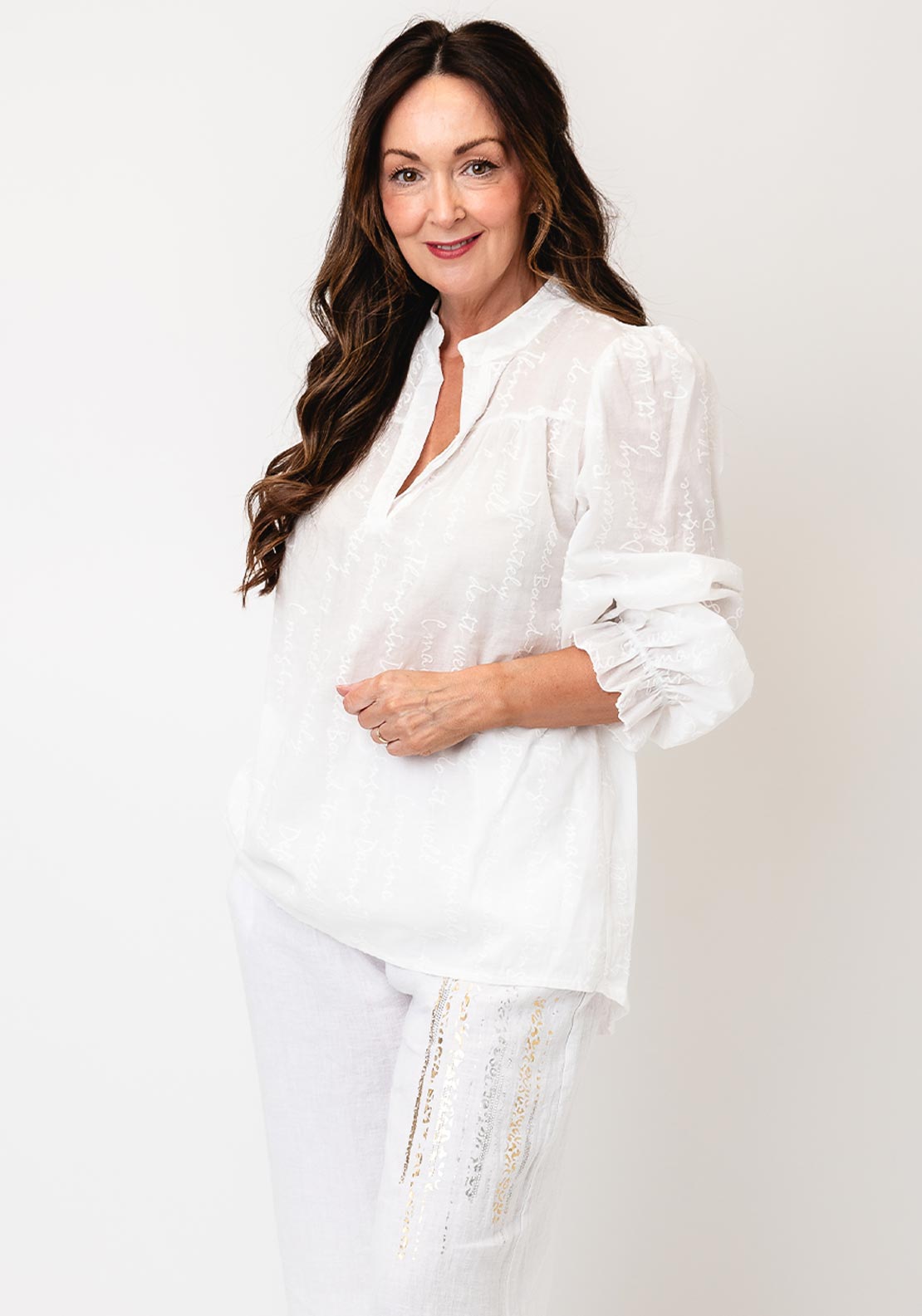 d.e.c.k by Decollage One Size Embroidered Blouse, White