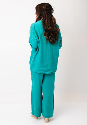 d.e.c.k by Decollage One Sized Linen Shirt, Turquoise