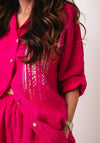 d.e.c.k by Decollage One Sized Linen Shirt, Fuchsia Pink