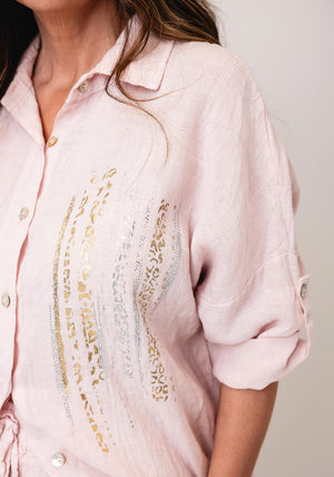 d.e.c.k by Decollage One Sized Linen Shirt, Pink