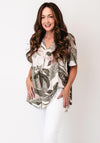 D.e.c.k by Decollage One Size Floral Short Sleeve Top, Green