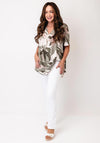 D.e.c.k by Decollage One Size Floral Short Sleeve Top, Green