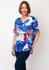 D.e.c.k by Decollage One Size Floral Short Sleeve Top, Blue