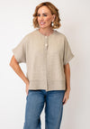 d.e.c.k By Decollage Short Sleeve Button Cardigan, Beige
