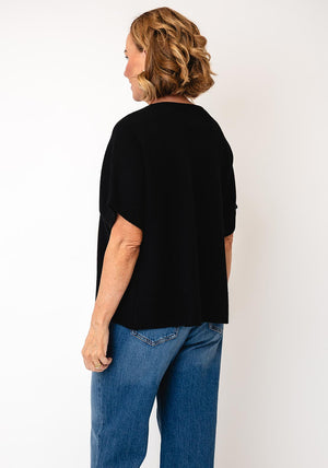 d.e.c.k By Decollage Short Sleeve Button Cardigan, Black