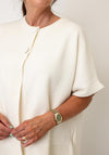 d.e.c.k By Decollage Short Sleeve Button Cardigan, Cream