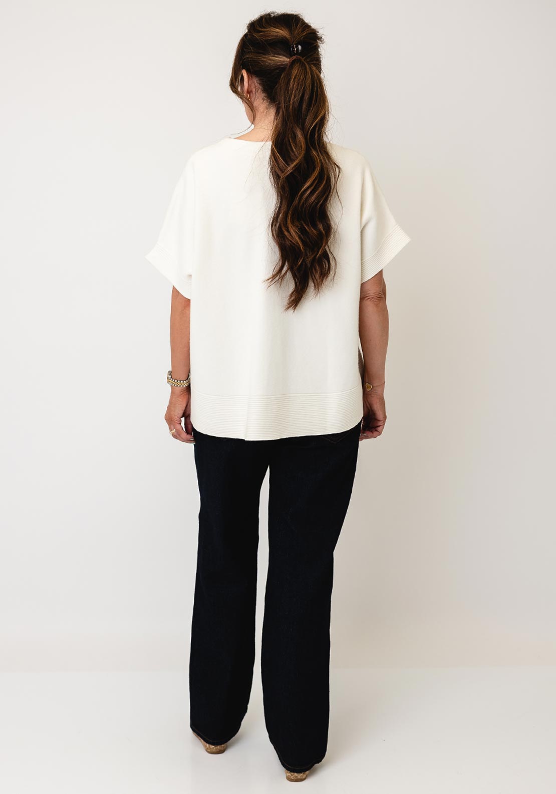 d.e.c.k By Decollage Short Sleeve Button Cardigan, Cream