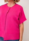 d.e.c.k By Decollage Short Sleeve Button Cardigan, Pink
