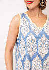 d.e.c.k by Decollage One Size Antique Print Cami, Blue