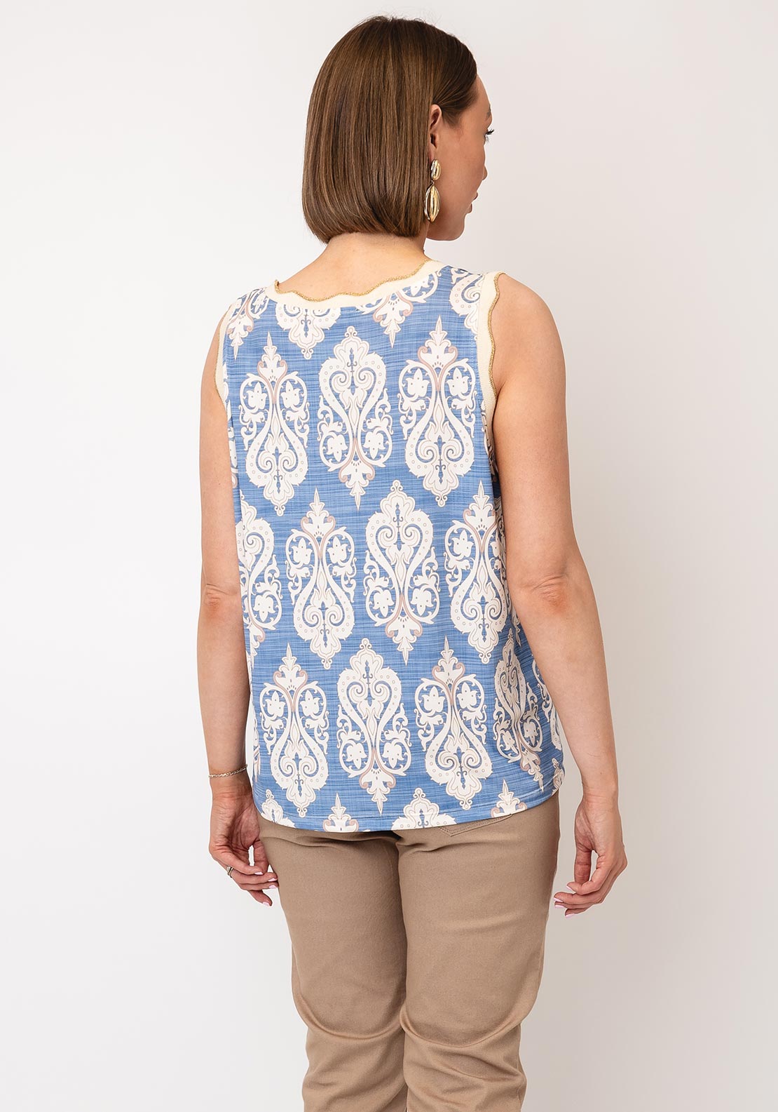 d.e.c.k by Decollage One Size Antique Print Cami, Blue