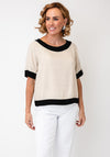 d.e.c.k By Decollage Contrasting Linen Blend Top, Beige