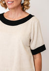 d.e.c.k By Decollage Contrasting Linen Blend Top, Beige