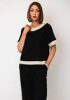 D.e.c.k by Decollage Contrast Linen Blend Top, Black