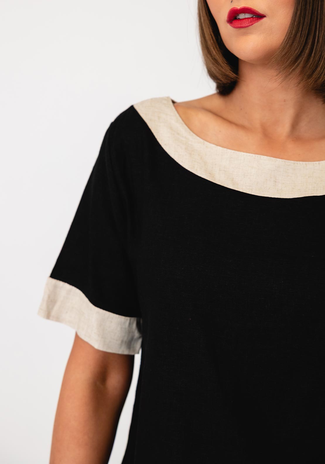 deck by decollage linen dress D.e.c.k Contrast Blend Top, Black Marsoni M238S Short Cocktail concealed rear zip fastening Size:4XS LowStock:43467373248563