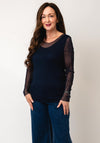 D.E.C.K By Decollage Mesh Long Sleeve Top, Navy