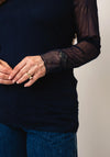 D.E.C.K By Decollage Mesh Long Sleeve Top, Navy