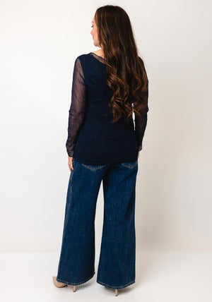 D.E.C.K By Decollage Mesh Long Sleeve Top, Navy