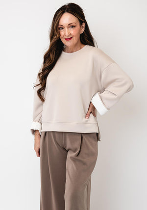 d.e.c.k By Decollage Basic Crewneck Sweatshirt, Beige
