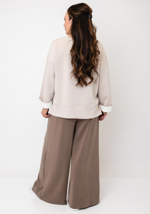 d.e.c.k By Decollage Basic Crewneck Sweatshirt, Beige