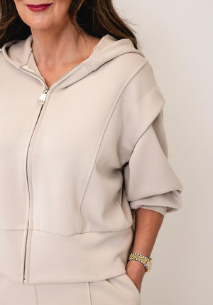 d.e.c.k By Decollage Zip Up Hooded Cardigan, Beige