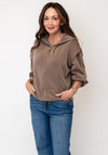 d.e.c.k By Decollage Zip Up Hooded Cardigan, Taupe