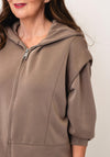 d.e.c.k By Decollage Zip Up Hooded Cardigan, Taupe