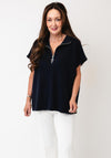 d.e.c.k By Decollage Short Sleeve Zip Up Cardigan, Navy