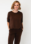 d.e.c.k By Decollage Bubble Hem Relaxed Top, Chocolate Brown