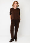 d.e.c.k By Decollage Bubble Hem Relaxed Top, Chocolate Brown