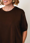 d.e.c.k By Decollage Bubble Hem Relaxed Top, Chocolate Brown