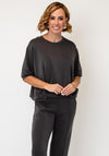 d.e.c.k By Decollage Bubble Hem Relaxed Top, Charcoal Grey