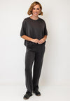 d.e.c.k By Decollage Bubble Hem Relaxed Top, Charcoal Grey