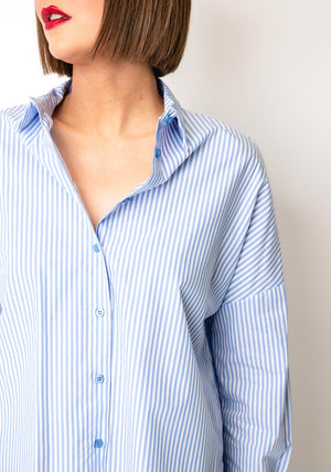 D.e.c.k by Decollage Striped Cotton Shirt, Blue
