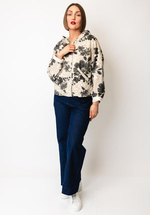 D.e.c.k by Decollage One Floral Hooded Jacket, Beige