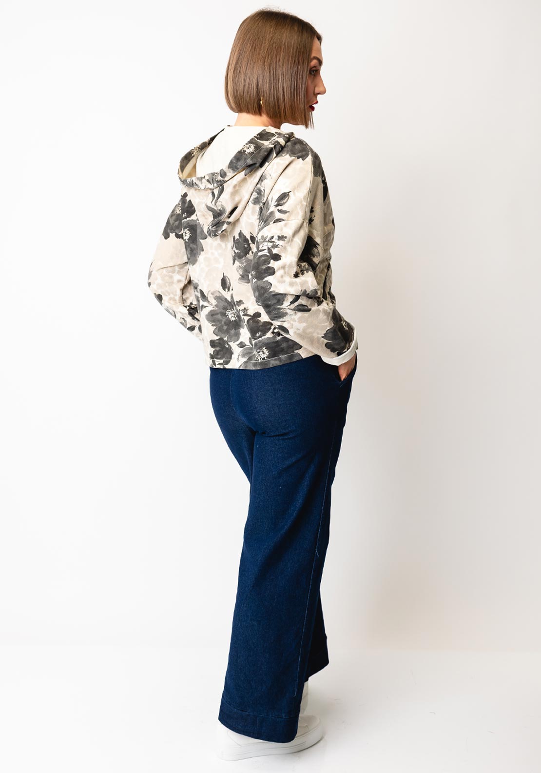 D.e.c.k by Decollage One Floral Hooded Jacket, Beige