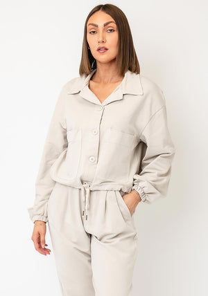 d.e.c.k By Decollage Button Up Short Jacket, Beige