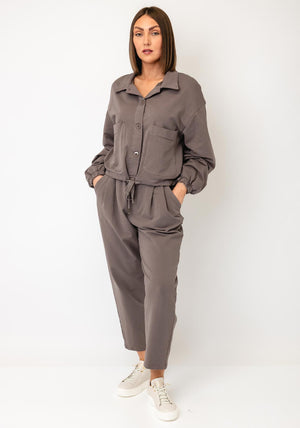 d.e.c.k By Decollage Short Button Up Jacket, Taupe