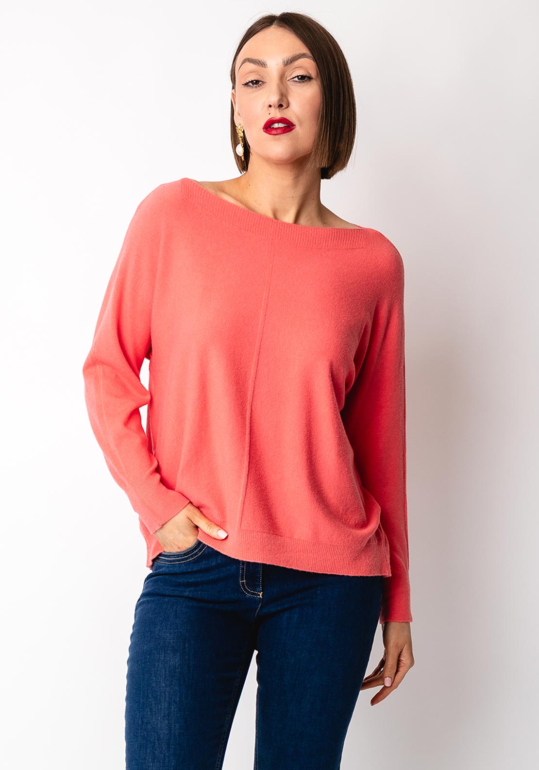 d.e.c.k by Decollage One Size Lightweight Jumper, Coral