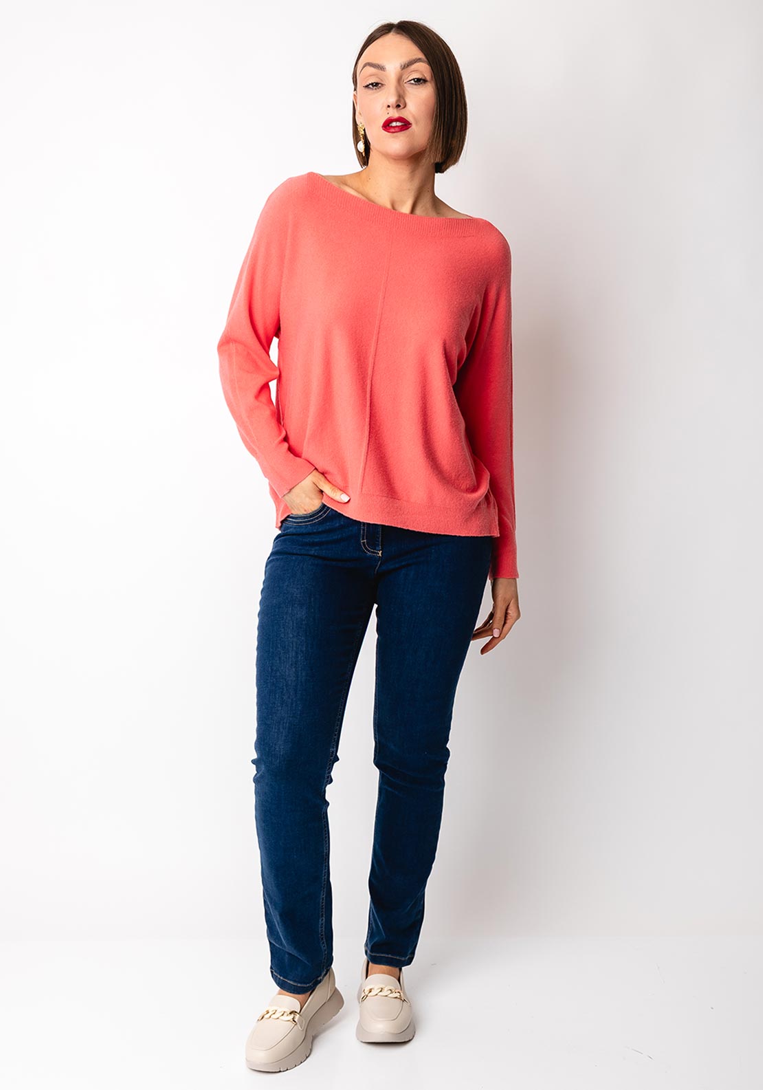 d.e.c.k by Decollage One Size Lightweight Jumper, Coral